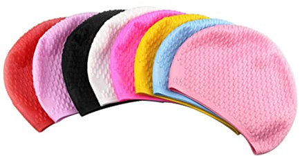 Kisangel Badehut pädiprotect schutzzelt sichschutz Swimming schwimming Pool Blea Schwimmbrille für Damen Aufkleber Badekappe für Haare Badekappen UV Schwimmhaube wasserdichte Badekappe Blue