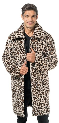 Chaks - Veste ou manteau à l'aspect fourrure pour adultes, veste courte en peluche avec motif léopard, pour carnaval, festival, fête Fashion