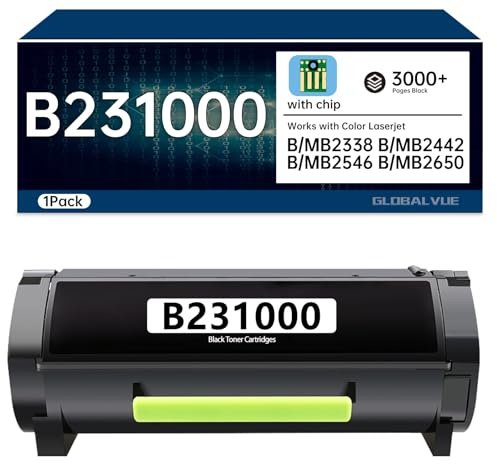 GLOBALVUE B231000 Toner Cartridges 1 Pack (with Chip) Compatible with Lexmark B231000 Toner Cartridges for Lexmark B2338, B2442, B2546, B2650, MB2338, MB2442, MB2546, MB2650 Laser Printer