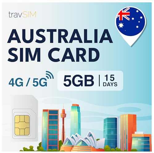 travSIM Australien SIM-kort | 5 GB mobildata | Fungerar på iOS- och Android-enheter | Planen för detta Australien SIM-kort är giltig i 15 dagar