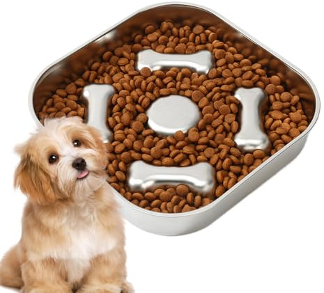 Zuasdvnk Bol à alimentation lente pour chien - En acier inoxydable - Anti-avaler et anti-étouffement - Permet de développer les habitudes alimentaires des chats et chiens de petite taille