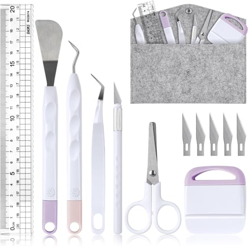 OSDUE Herramientas de Vinilo,13 Piezas Accesorios para Plóter Juego de Herramientas Básicas Plotter Accesorios para Manualidades Herramientas de plóter para Deshierba, Silueta, HTV, Cameos, Letras