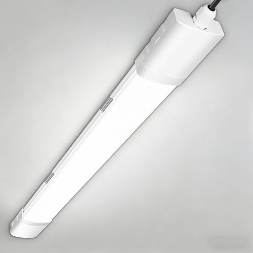 18W LED-ljusremsa, 60 cm (2 fot), 4 000 K neutral vit taklampa, IP65 vattentät LED-ljusremsa, lämplig för verkstad, kontor, källare, kök, hem, skolor och restauranger