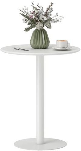 HOMCOM Dining Table, 2 Seater Round Kitchen Table with Steel Base for Living Room, Dining Room, Space Saving, 60 x 60 x 72cm, White