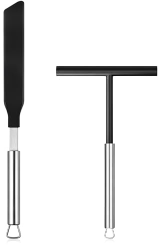 2 Pack Crepe Spreader and Spatula Kit Stainless Steel Crepe Spreader Tool 13.4 Inch Spatula Turner 8 Inch T-Shaped Batter Spreaders Pancake Tool Fit Crepes Pan Maker
