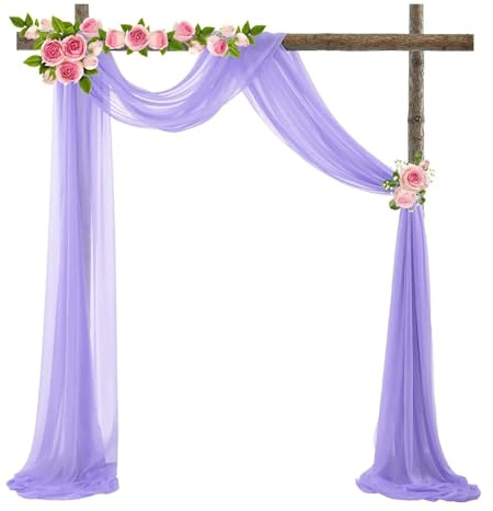 Wedding Arch Drapes Chiffon Fabric Drapery Party Ceiling Archway for for Party(Light Purple,70x400cm)