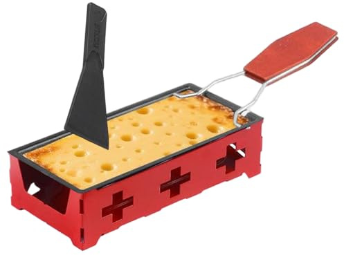 Table Grill for Raclette – Steel and Wood 30.2 x 9.2 x 5.8 cm | Non-stick Bases | Compact Oven for Raclette, Barbecue and Garden Parties