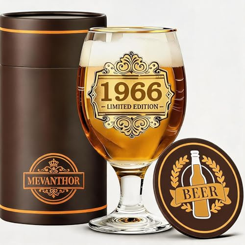Regali Uomo 60 Anni,1966 Compleanno Festa Addobbi Bicchiere Birra,400ml