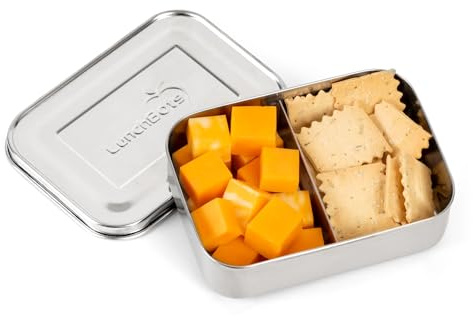 LunchBots Small Stainless Steel Kids Bento Box 2-Section 16oz