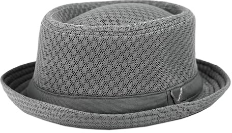 The Hat Depot Light Weight Classic Soft Cool Mesh Porkpie hat (L/XL, Grey)
