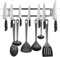 Newthinking Kitchen Magnetic Utensil Holder, 16 Inch Wall Utensil Knife Rack with 6 Hooks, Magnetic Double Rails Knife and Utensil Holder for Kitchen