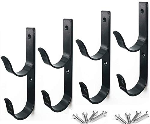 4-Teiliges Set Breite Pool-Stangen-Aufhänger Aus Robustem Rchwarzem Aluminium mit Schrauben, perfekte Hakenhalter für Schwimmbad Teleskopstangen Vakuum-Schlauch Gartengeräte