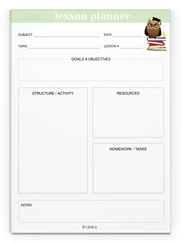 BYANIKA Teacher Planner Notepad | Lesson Planning Essential | Teacher Stationery Supplies Teacher | Organise & Prepare School Work, Tasks, Classes, Homework | Cute Back to School Gift | 115 gsm Paper