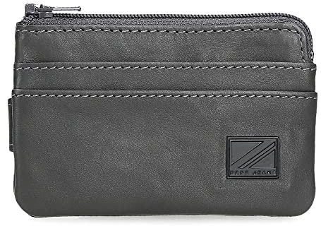 Pepe Jeans Chief Monedero con Tarjetero Gris 11x7x1,5 cms Piel