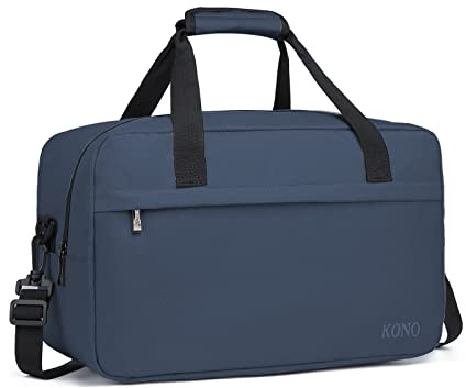 Kono Bolsa de Viaje Ligero 40x20x25 Ryanair Equipaje de Mano con Correa para el Hombro 20L (Azul Marino)