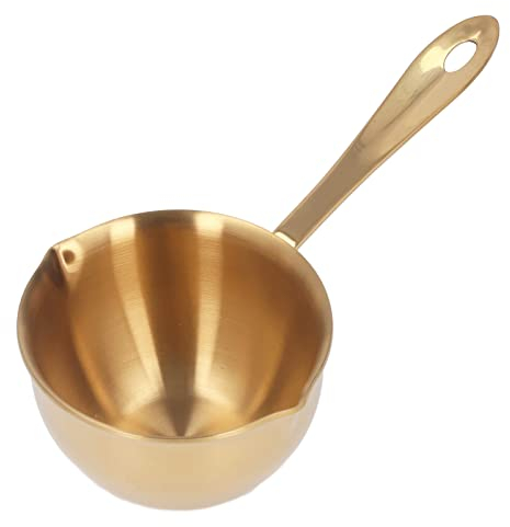 Pentola Burro,Pentola per Bagnomaria,Casseruola Scalda Latte e Caffè con Doppi Beccucci, Pentola per Cioccolato e Burro, Pentola per Salsa Multifunzionale in Acciaio Inossidabile(Oro)