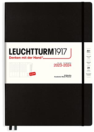 LEUCHTTURM1917 367545 Akademischer Wochenplaner Master (A4+) 2024, 18 Monate, Black, Englisch