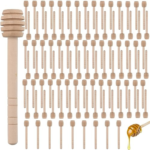 DAKFOOK 100 bastoncini di legno da miele da 15,2 cm, mini cucchiaio dosatore per miele, agitatore per miele per erogare il miele dai barattoli, raccogliere e mescolare il miele