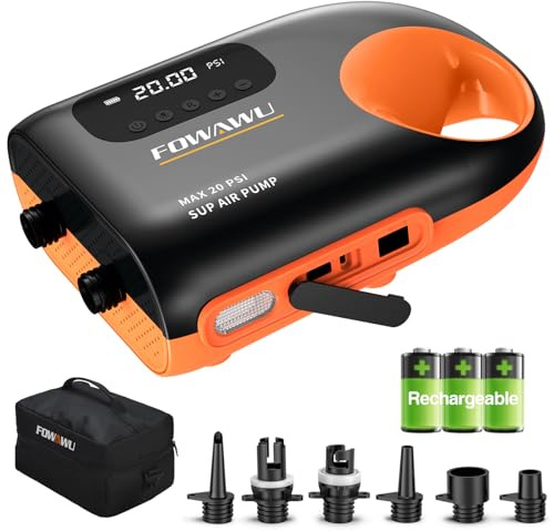 FOWAWU Bomba Sup Bateria 3 * 7800mAh, 20 PSI Sistema de Enfriamiento Activo, 12V DC Inteligente de Dos etapas Rápido y Apagado Automático