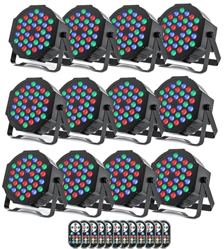 UKing 12PCS LED Par Licht, 72W LED Strahler RGB DMX Bühnenlicht 7 Modi Partylicht Lichteffekte mit Fernbedienung für DJ Discolicht Hochzeit Weihnachten Bühnenbeleuchtung