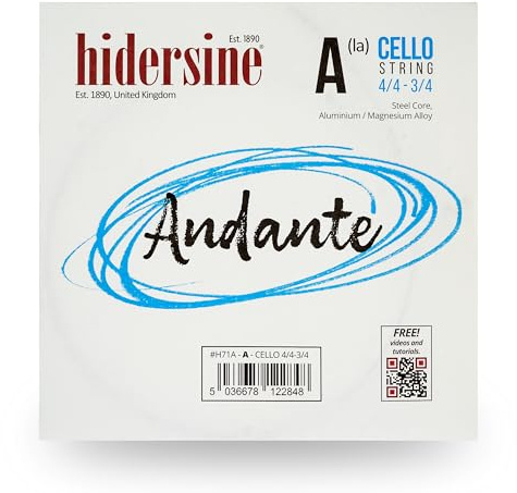 Hidersine Andante Corde de violoncelle pour 4/4-3/4. Noyau en acier, corde en alliage pour plus de longévité et de facilité de jeu. Excellent son et excellent rapport qualité/prix. Pour les étudiants
