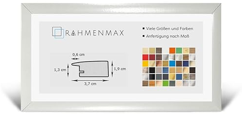 RahmenMax® Toskana Bilderrahmen Holz 50x150 cm zum Aufhängen/Bilderrahmen Maßanfertigung möglich/MDF Posterrahmen/Bilder Rahmen in Weiß hochglanz mit Acrylglas/Puzzle Rahmen (BIG)