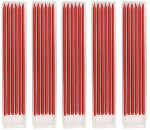 HSIXHAF 5 Cajas, 30 recambios de bolígrafos de carpintería para lápices ingeniería General, para carpinteros, Trabajadores Azulejos, decoradores, Longitud 4,72 pulgadas/12 cm, diámetro 2,8 mm, Rojo