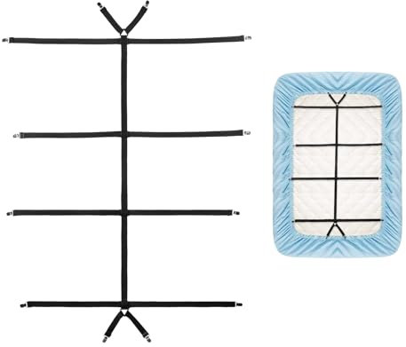 Cobee Elastische Bettlakenspanner, Verstellbar Bettlakenklammern mit Metallklammern Bettlaken Spanngurte Spannbettlakenhalter Clips Lakenspanner für Bettlaken Matratzenbezüge Sofakissen(Schwarz)