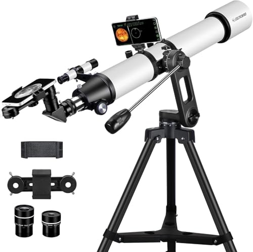 CELTICBIRD Réfracteur astronomique télescope pour adultes & débutants - Télescope de voyage AZ support avec sac à dos, filtre lunaire, adaptateur téléphonique 90800