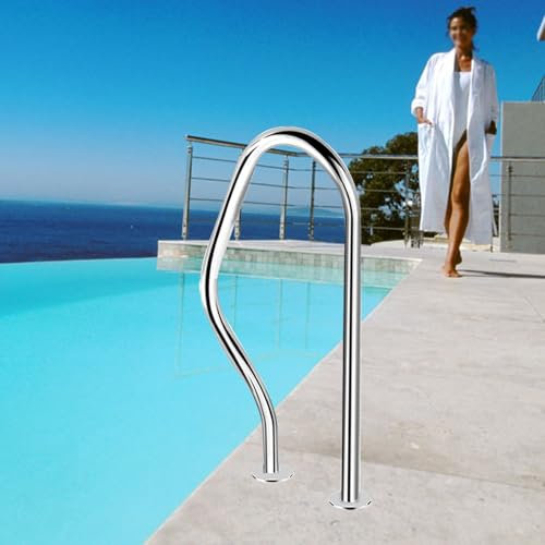 Pasamanos de Piscina de Acero Inoxidable 304 con Base de Montaje, Barras de Seguridad Plateadas, Resistentes a la corrosión, Antideslizantes, para escaleras, para Interiores, Exteriores