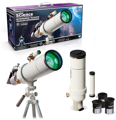 Canal Toys - So Science - Télescope Astronomique pour Enfant Dès 8 Ans - Grossissement 120x - Oculaires 16x et 40x - Support Smartphone - Trépied Réglable - Kit Astronomie Lune et Planètes - COS002