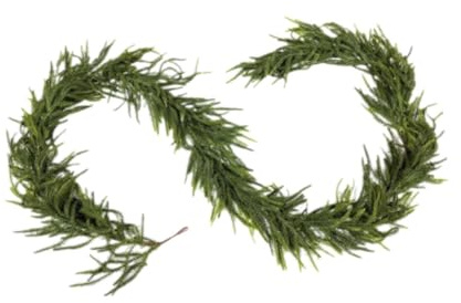 WLLXTK Norfolk Pine Julgirland Grön hängande krans prydnad julgransgirland för trappfest Bakgrund inomhus Utomhus, 2,7 m