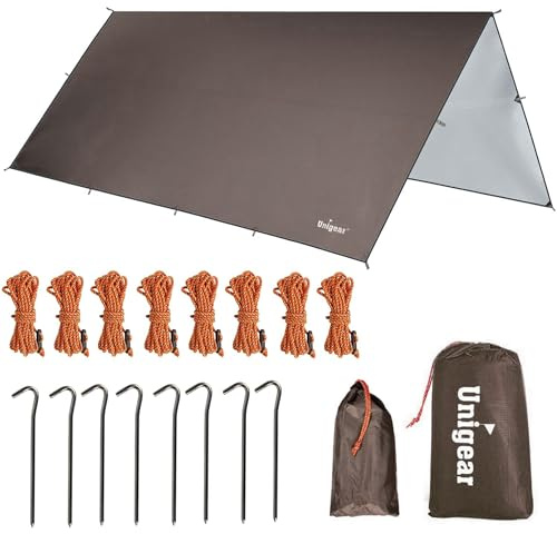 Unigear Telo antipioggia Tarp Rain Fly Telo per tenda impermeabile, riparo da trekking pieghevole, leggero, impermeabile per il campeggio e la protezione contro la pioggia, la neve e il sole