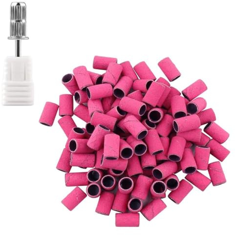 ROKZELT Embout Ponceuse Ongles, 100 Pièces Embouts Ponceuse Manchons Avec Broche Pour Manucure Et Pédicure, Grain 240, Pour Soins Des Ongles Naturels, Nail Art, Accessoire Manucure