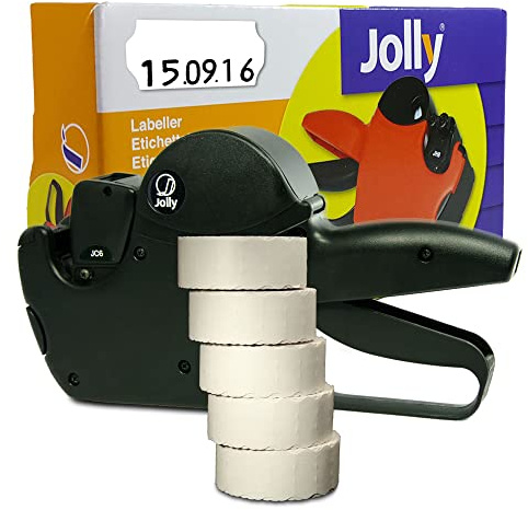 HUTNER Preisauszeichner Set Jolly C6 inkl. 5 Rollen 26x12 Preisetiketten (7.500 Etiketten) - weiss Tiefkühl