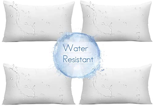 Ashler - Juego de 4 Rellenos de Almohada para Exteriores, Resistentes al Agua, para Patio, Banco, jardín, decoración Interior y Exterior, Fabricado en Estados Unidos