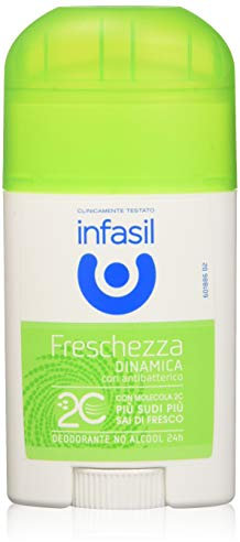 Infasil Freschezza Dinamica, Deodorante Stick con Antibatterico e Molecola 2C, Efficace Fino a 24H, Deodorante Senza Alcool, 50 ml
