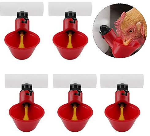 Bebedero Automático para Aves, 5 Piezas, Dispensador de Agua de Plástico, 20mm, Compatible con Pollos, Codornices, Palomas y Gallinas