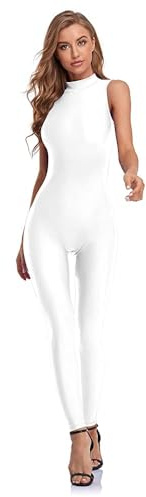 speerise Sleeveless One Piece Bodycon Romper Turtleneck Workout Jumpsuit
