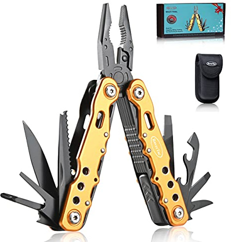 Regali per papà Marito Fidanzato Regali per lui Regali di compleanno unici per uomini RoverTac 14 in 1 Multitool Coltello tascabile Pinze Cacciaviti Sega Apribottiglie per riparazioni in campeggio