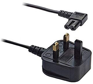 AJP@ New Mains Power Cable Lead Cord UK 3 Pin Plug to Right Angled Figure 8 Power Lead IEC C7 For Sky Cable Boxes Laptops Radios, Projector, PS3 Slim, Sky receiver 1 Metre Black Quick Dispatch