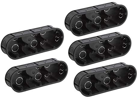 Meister Schalterdose 3-fach - Unterputz - 45 mm tief - schwarz - 5 Stück - 218 x 75 mm - Zum Einbau von Schaltern & Steckdosen / Unterputzdose doppelt / Gerätedose / Abzweigdose / 7460750