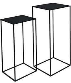 P-77792 - Set di 2 sgabelli per fiori Milano in metallo, misura L + XL, colore nero, design elegante, ideale per piante e decorazioni
