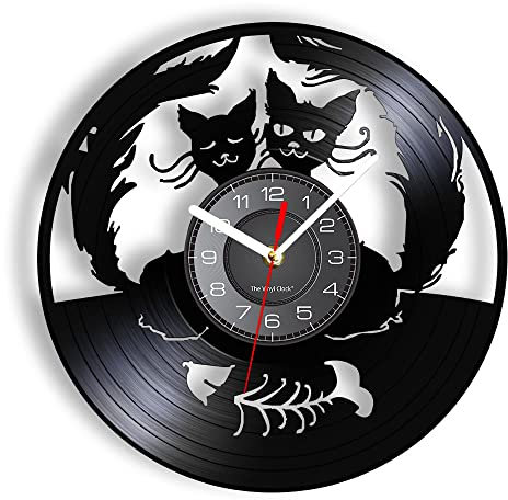 Smotly Vinyl Wanduhr Katzenliebhaber Design Wanduhr Wanduhr Geschenk für Tierliebhaber