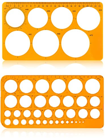 Kreisschablone zum Zeichnen, 2 Stück Quilling Schablone Transparent Orange Digitale Messschablonen Lineale für Büro und Schule Bau Schalung Zeichnungen Vorlagen