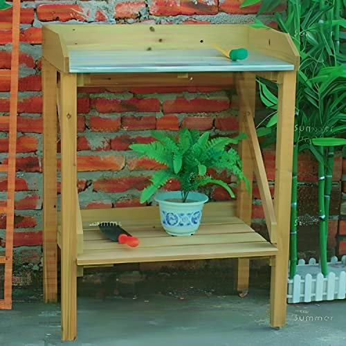 Aggloz | Germination Tables | Potting Bench Table Wooden Potting Table Garden Planting Work Station Bench with Hooks and Shelves | Garden Potting Table | Wooden Work Bench (Germination Tables)