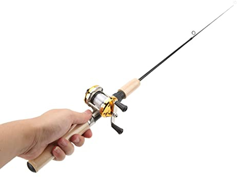 Strumento di Pesca sul Ghiaccio, Combo Pesca sul Ghiaccio Mulinello in Metallo Solette Durevoli Ciondolo in Rame Lunga Durata Asta da 75 Cm con Linea di Pesca per l'inverno