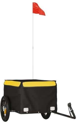 vidaXL Remorque de vélo Noir et Jaune 30 kg Fer