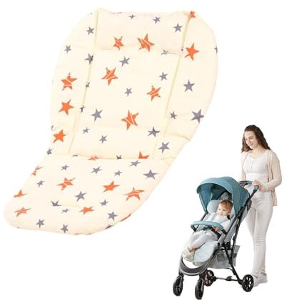 Quzente Kinderwagen-Einsatz, Autositzkissen, Atmungsaktives Kinderwagenmatten-Wagenkissen, Weiche Sitzeinlagen für Neugeborene, Kinderwagen-Zubehör aus Baumwolle, 64 x 41 cm Sitzpolster
