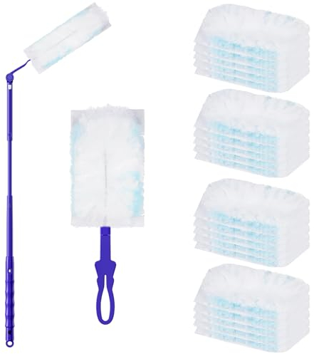 Lectorias Staubmagnet, Staubwedel Nachfüllpack, Duster Staubtücher Elektrostatisch (1Handgriff + 1Teleskopstange+20Tücher), Staubwischer Staubtuch Nachfüllung ideal Gegen Staub Tierhaare